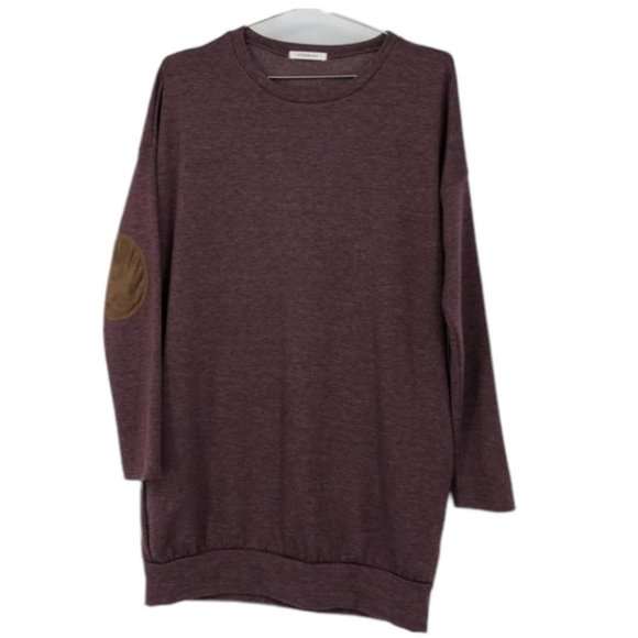 CHERISH Oversized, Tunic Pullover Sweater with Elbow Patches & Pockets S - Picture 1 of 16